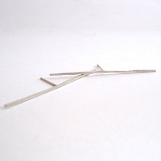 Unique Distinctive Design 2 Inch Staple Stud Earrings in Square or Round - 0168 - Virginia Wynne Designs
