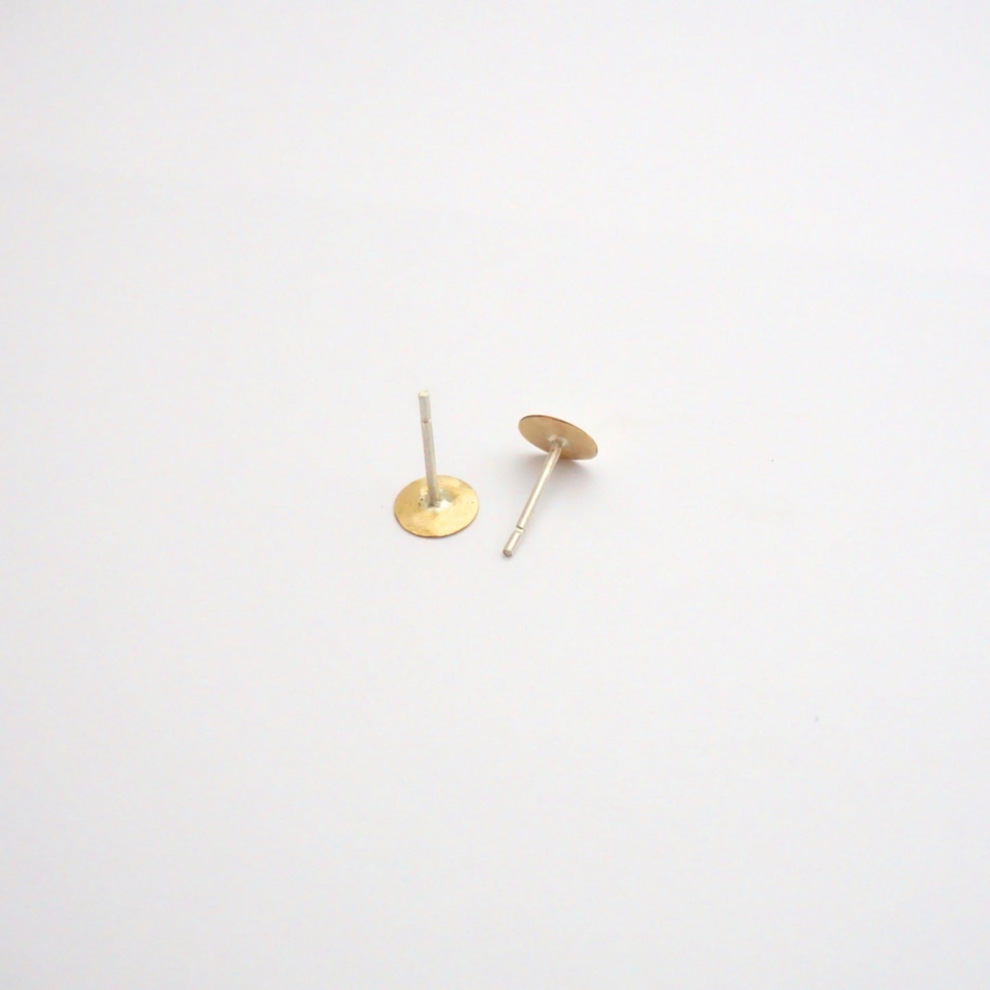 Contemporary Styled, Hand-Made Flat Circular Gold Colored Brass Studs - 0121 - Virginia Wynne Designs