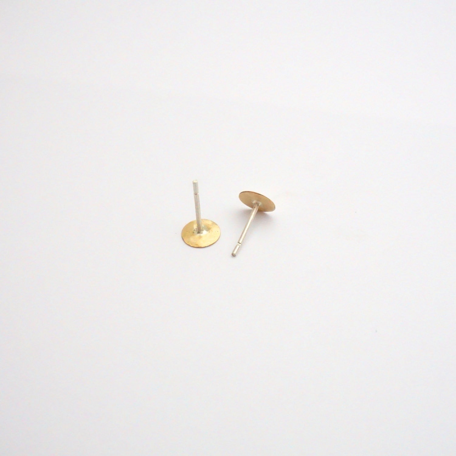 Contemporary Styled, Hand-Made Flat Circular Gold Colored Brass Studs - 0121 - Virginia Wynne Designs