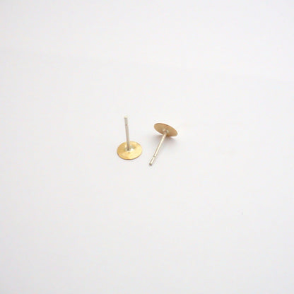 Contemporary Styled, Hand-Made Flat Circular Gold Colored Brass Studs - 0121 - Virginia Wynne Designs
