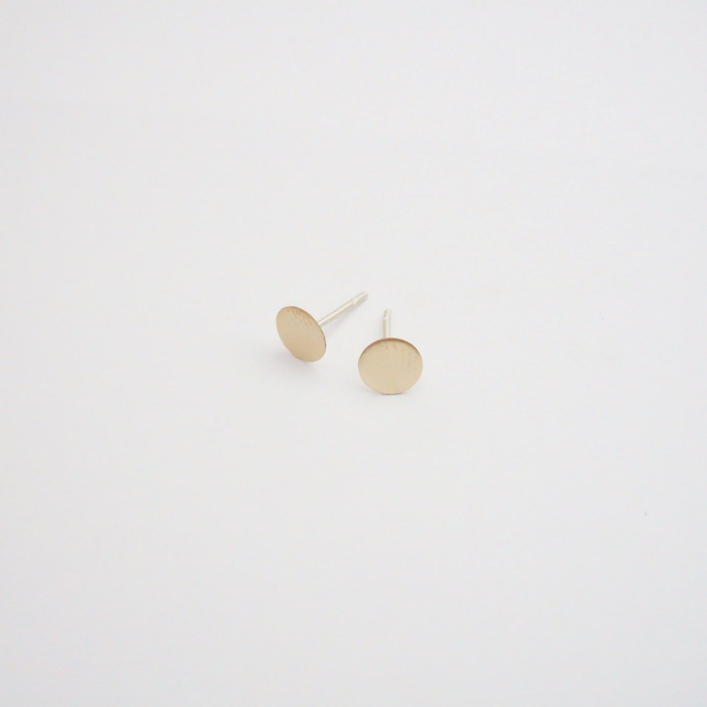 Contemporary Styled, Hand-Made Flat Circular Gold Colored Brass Studs - 0121 - Virginia Wynne Designs
