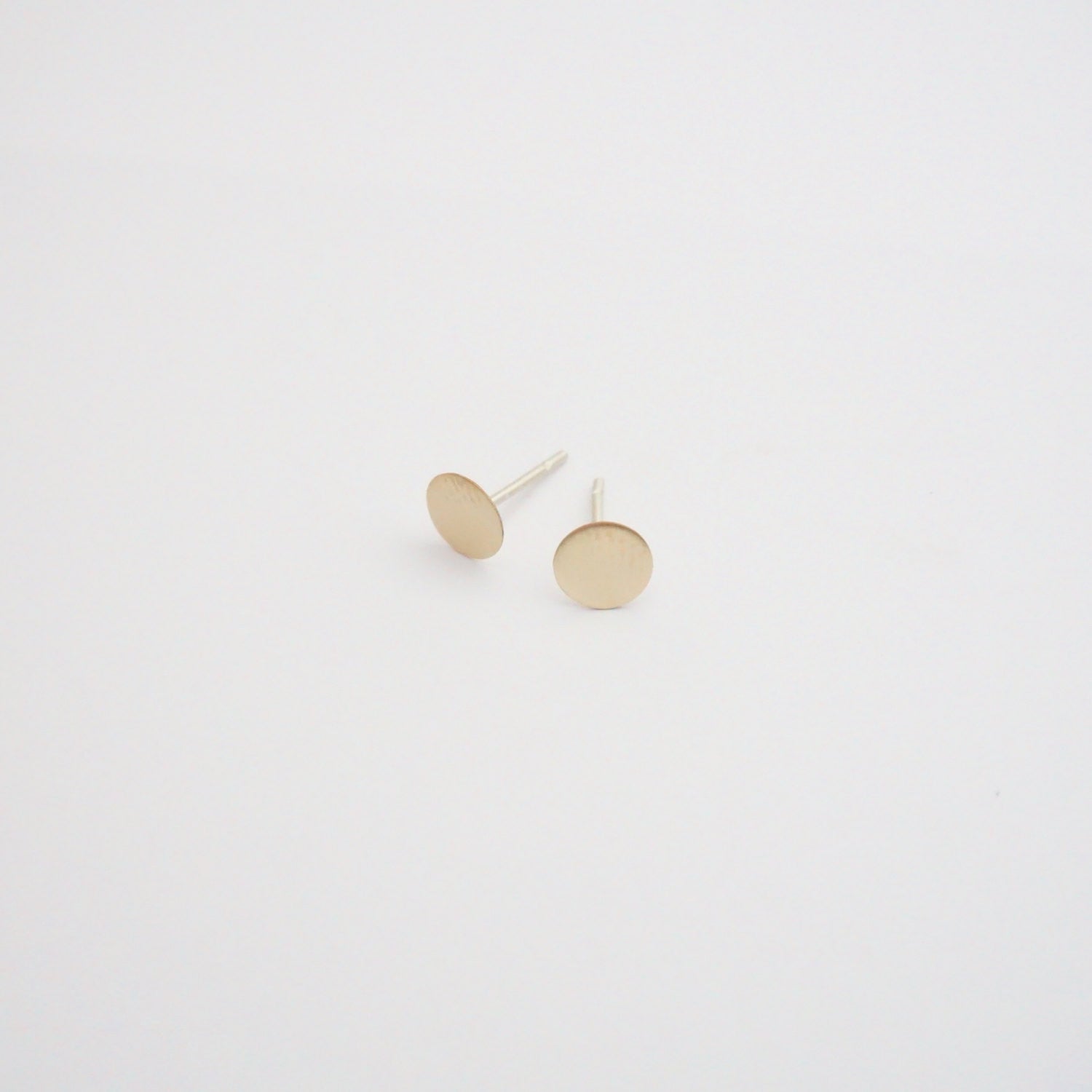 Contemporary Styled, Hand-Made Flat Circular Gold Colored Brass Studs - 0121 - Virginia Wynne Designs