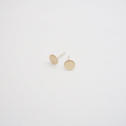 Contemporary Styled, Hand-Made Flat Circular Gold Colored Brass Studs - 0121 - Virginia Wynne Designs