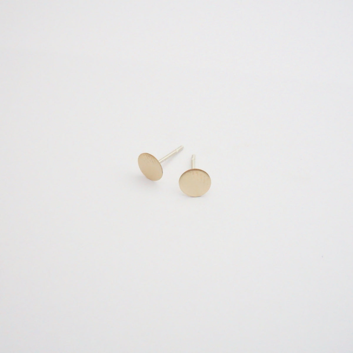 Contemporary Styled, Hand-Made Flat Circular Gold Colored Brass Studs - 0121 - Virginia Wynne Designs