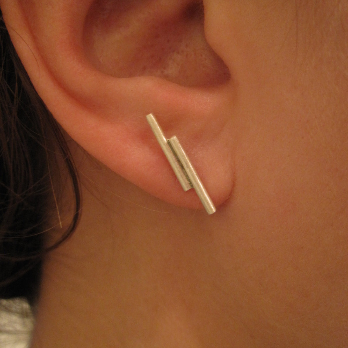Simple and Modern Double Round Bar, Stick Earrings - 0288 - Virginia Wynne Designs