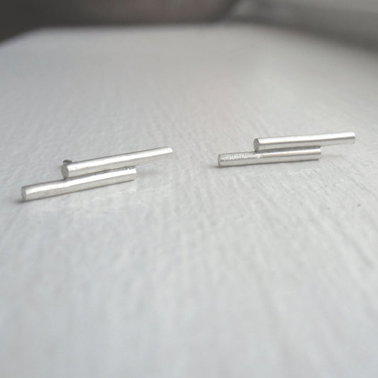 Simple and Modern Double Round Bar, Stick Earrings - 0288 - Virginia Wynne Designs
