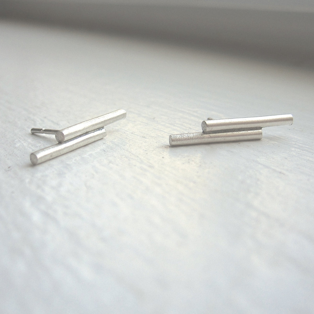 Simple and Modern Double Round Bar, Stick Earrings - 0288 - Virginia Wynne Designs