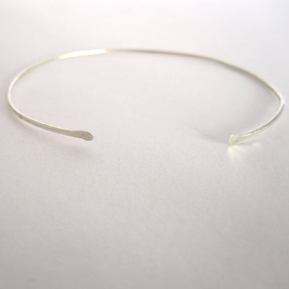Distinctively Designed Hand-Made Thin Hammered Open Stacking Cuff Bracelet With Tapered Ends - 0178 - Virginia Wynne Designs