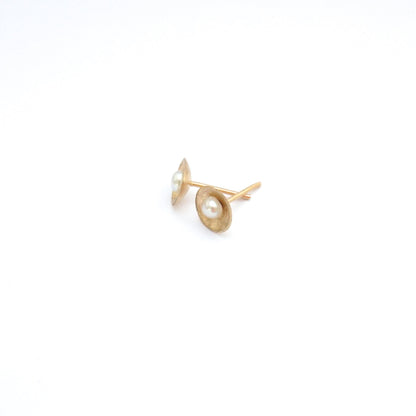 Sophisticated and Smart Hand-Crafted Freshwater Pearl Set in a Domed Concave Backing - 0085 - Virginia Wynne Designs