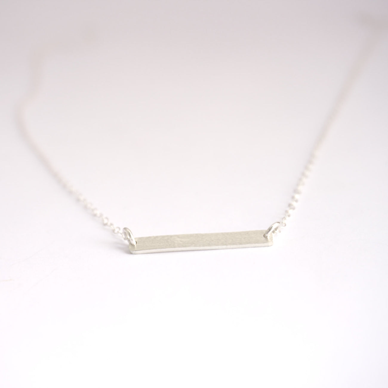 Hand-Made Modern Styled Sterling Silver or Brass Flat Bar W/ Sterling Silver Chain Necklace - 0137 - Virginia Wynne Designs