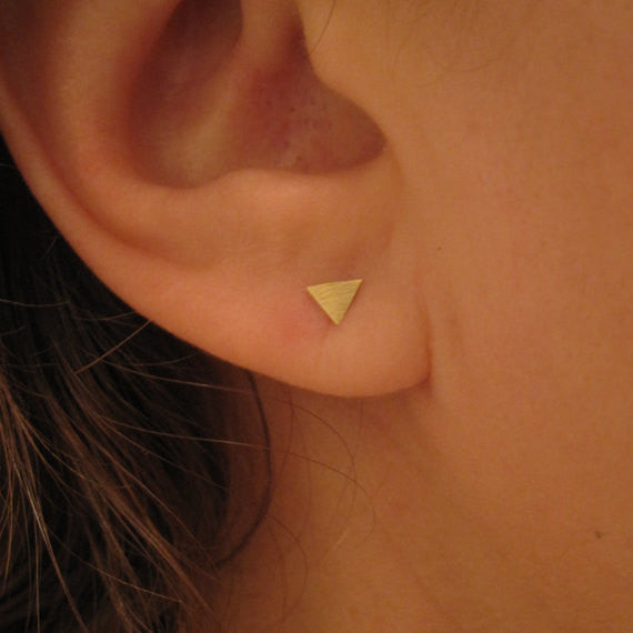 Creatively Mismatched, Hand-Crafted 4mm Circle & 4mm Triangle Stud Earrings - 0149 - Virginia Wynne Designs