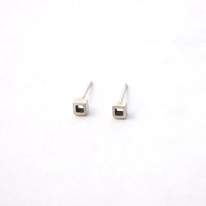 Contemporary Hand-Crafted Open Square Stud Earrings - 0160 - Virginia Wynne Designs
