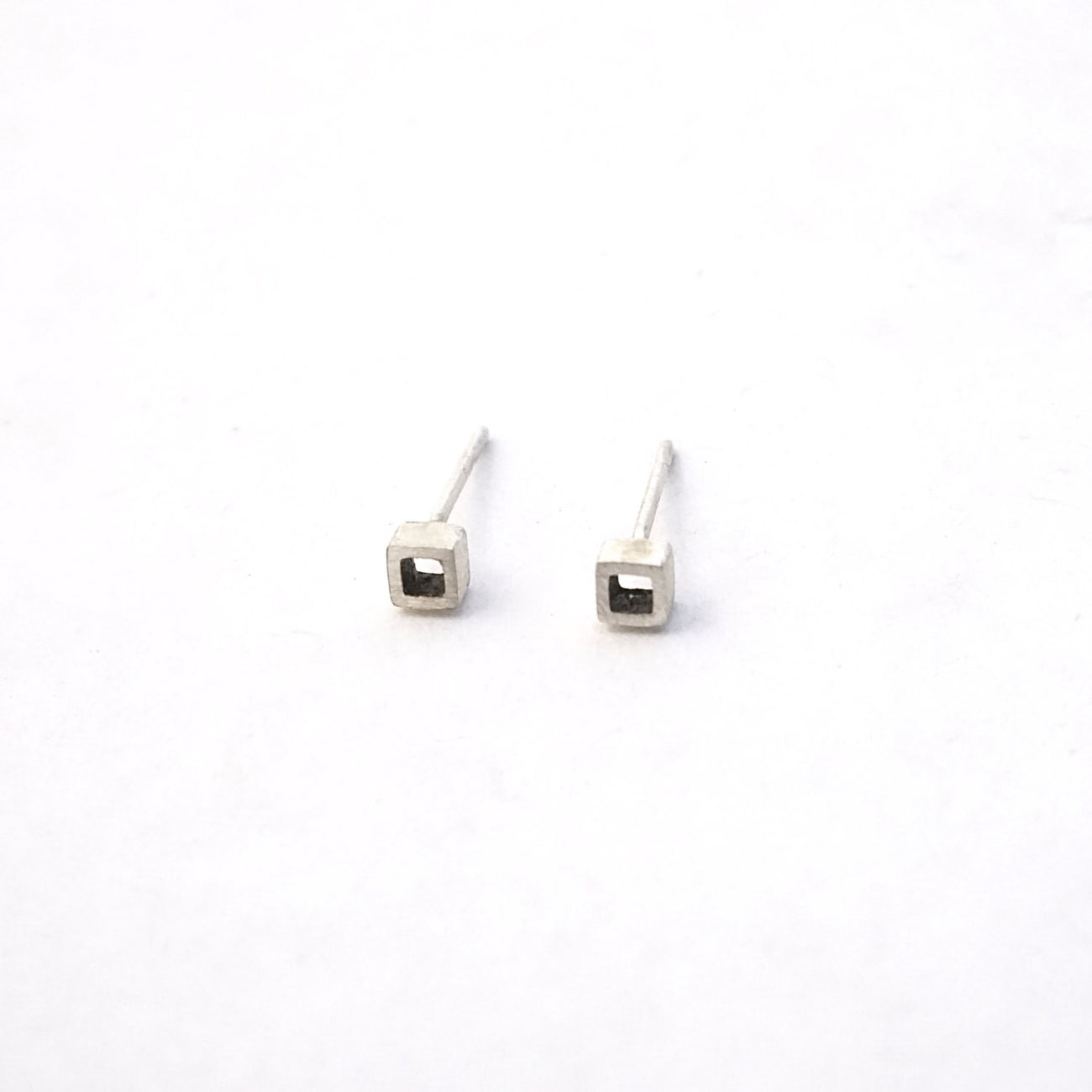 Contemporary Hand-Crafted Open Square Stud Earrings - 0160 - Virginia Wynne Designs