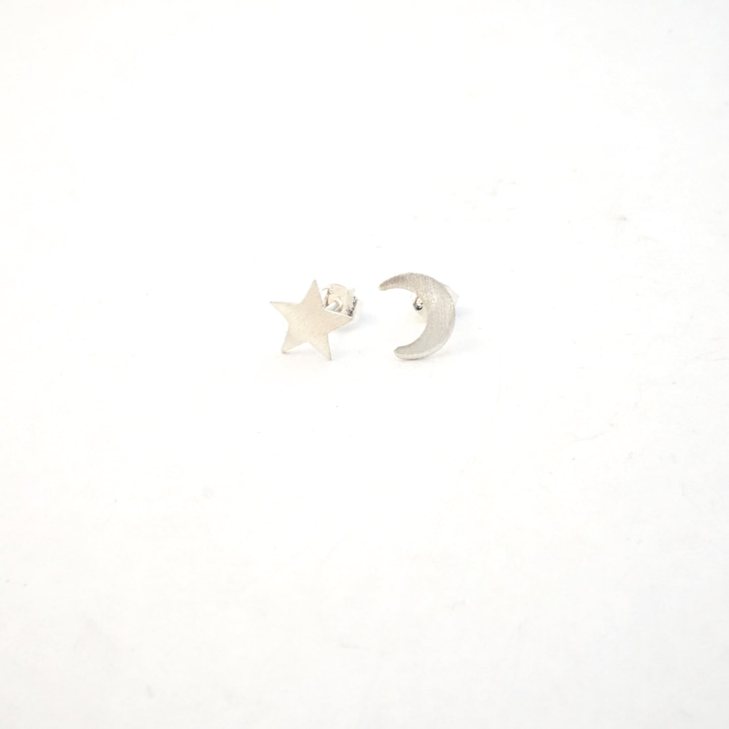 Chic and Smart Hand-Crafted Solid  Moon & Star Stud Earrings - 0164 - Virginia Wynne Designs