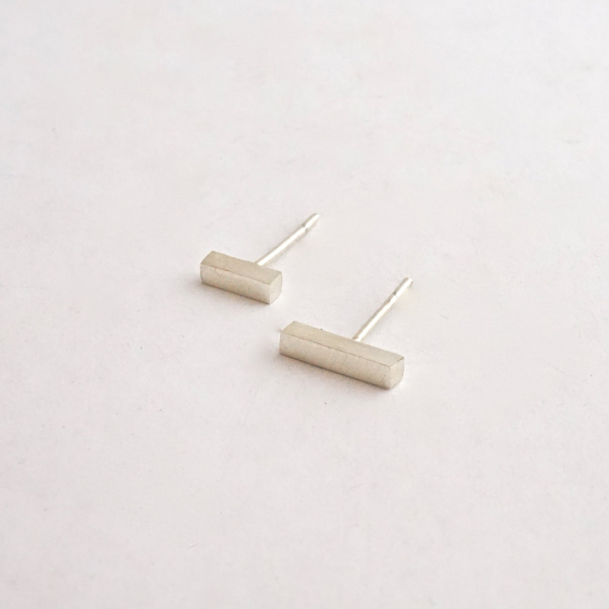 Distinctive Affordable Hand-Made Thick Bar Stud Earring Set One Pair 3/8" And One Pair 1/4" - 0166 - Virginia Wynne Designs