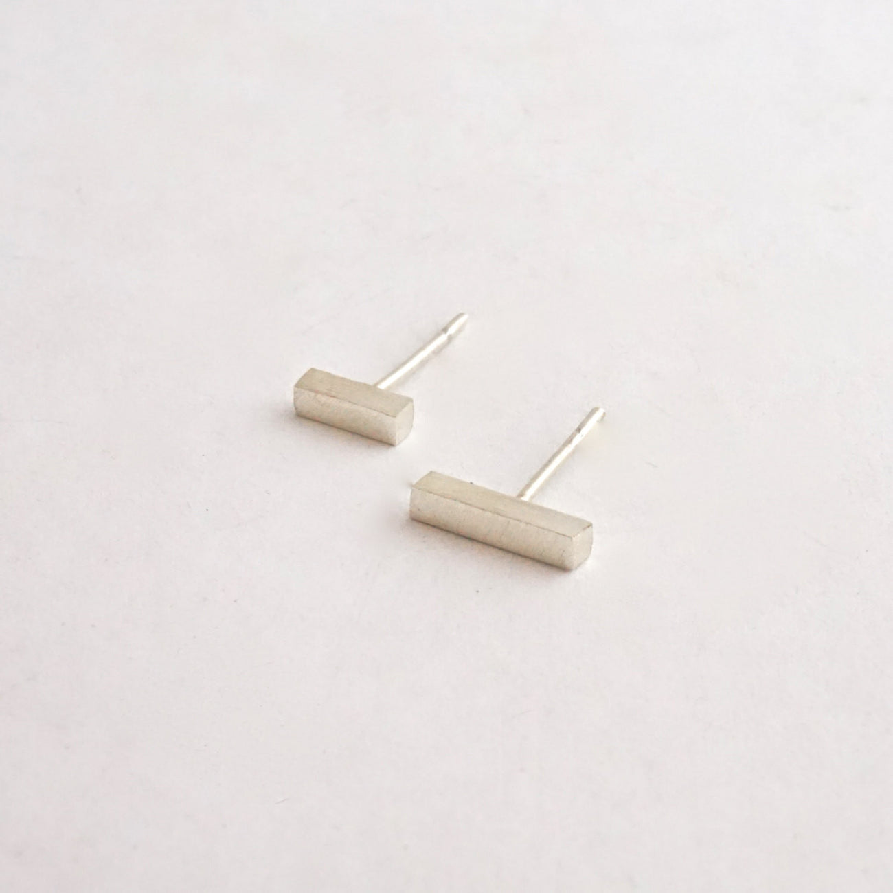 Distinctive Affordable Hand-Made Thick Bar Stud Earring Set One Pair 3/8" And One Pair 1/4" - 0166 - Virginia Wynne Designs