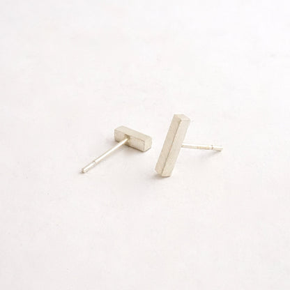 Distinctive Affordable Hand-Made Thick Bar Stud Earring Set One Pair 3/8" And One Pair 1/4" - 0166 - Virginia Wynne Designs