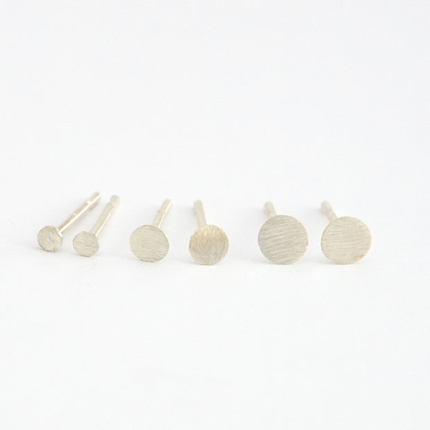 Distinctively Styled Hand-Crafted Flat Circle Stud Earring Set in 2mm, 3mm, & 4mm - 0157 - Virginia Wynne Designs
