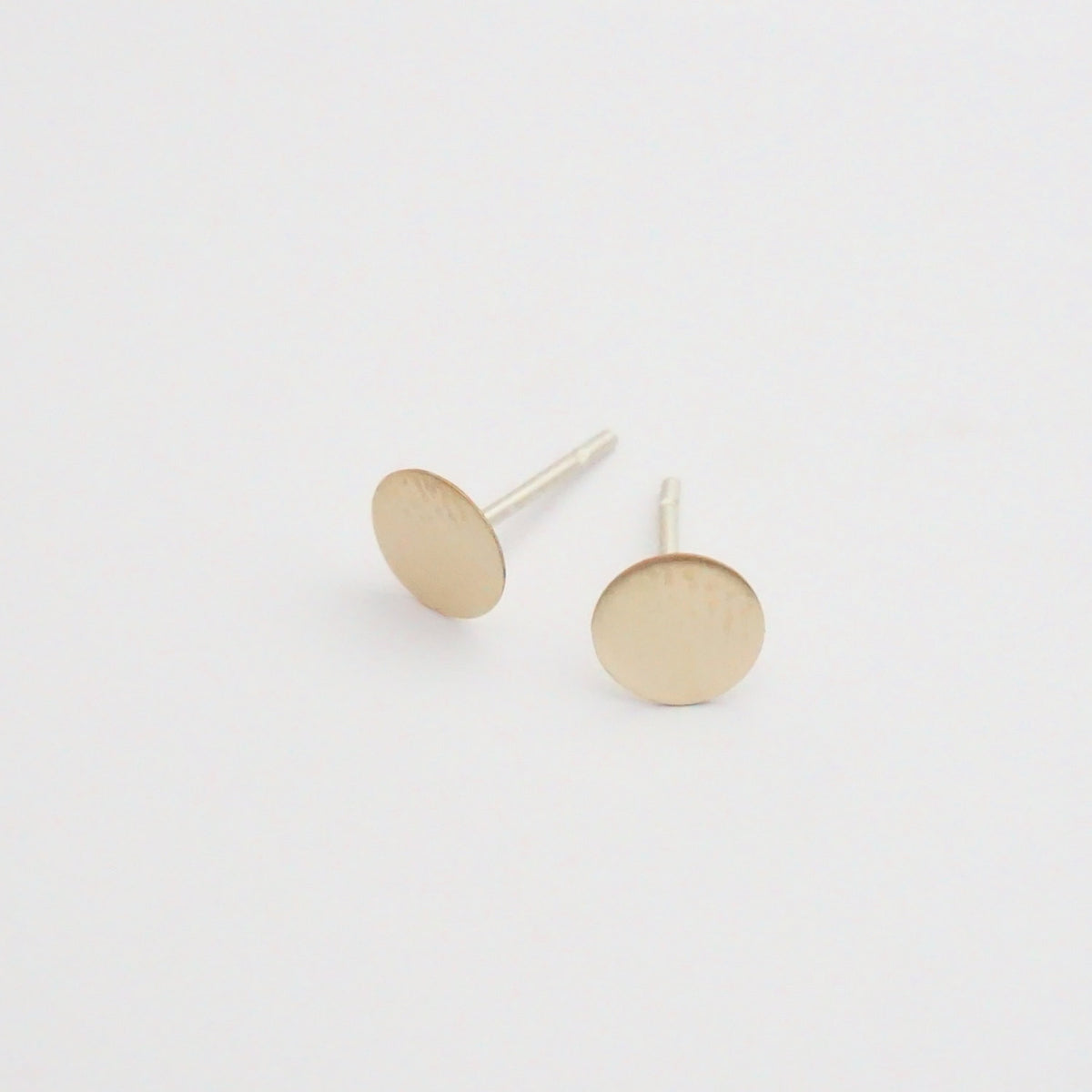 Contemporary Styled, Hand-Made Flat Circular Gold Colored Brass Studs - 0121 - Virginia Wynne Designs