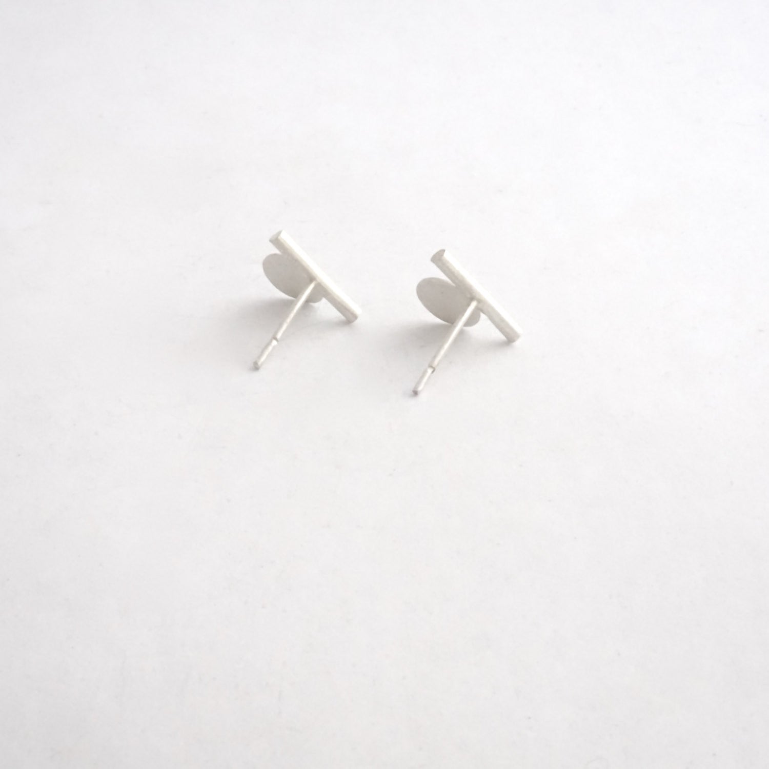 Distinctive Hand-Crafted Bar & Flat Circle Stud Earrings - 0169 - Virginia Wynne Designs
