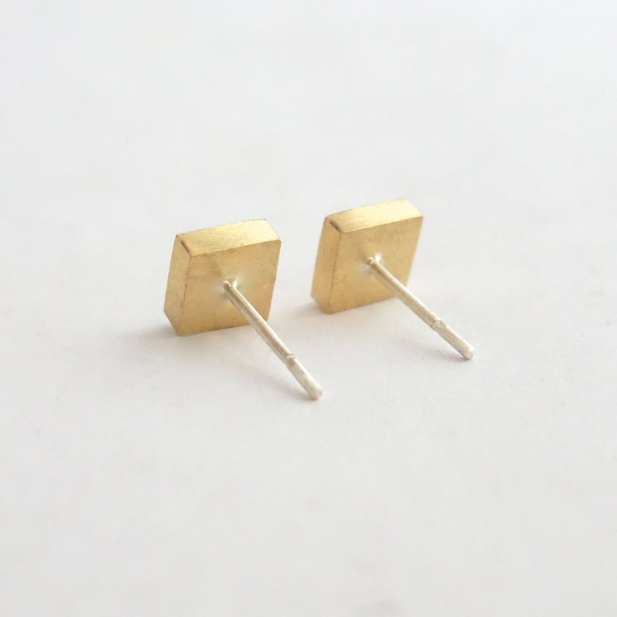 Affordable Hand-Crafted Gold Colored Brass or Sterling Silver Square Stud Earrings - 0170 - Virginia Wynne Designs