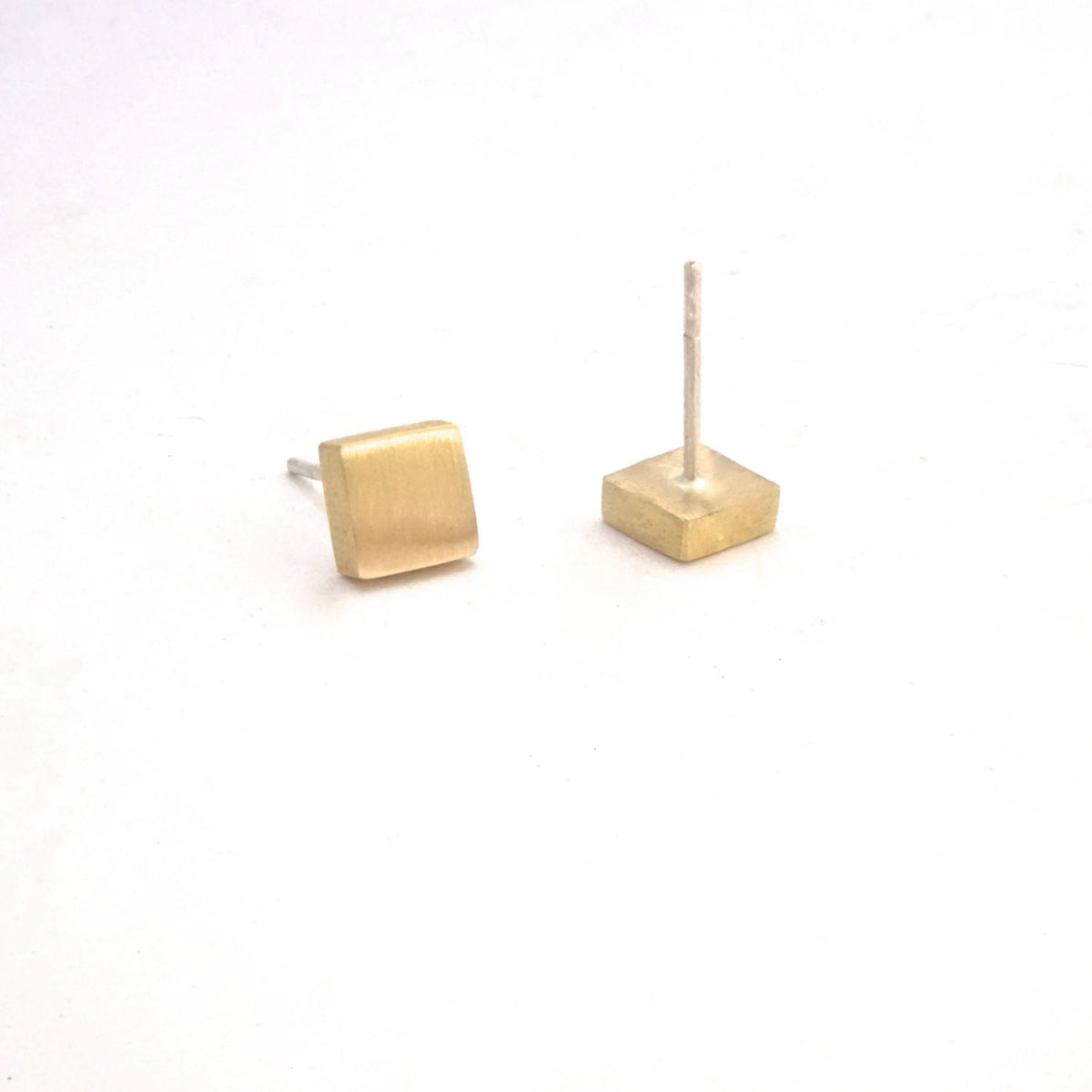 Affordable Hand-Crafted Gold Colored Brass or Sterling Silver Square Stud Earrings - 0170 - Virginia Wynne Designs