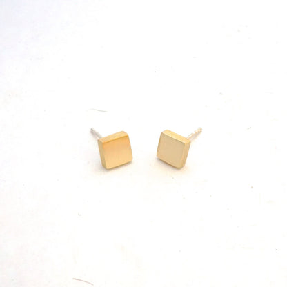Affordable Hand-Crafted Gold Colored Brass or Sterling Silver Square Stud Earrings - 0170 - Virginia Wynne Designs
