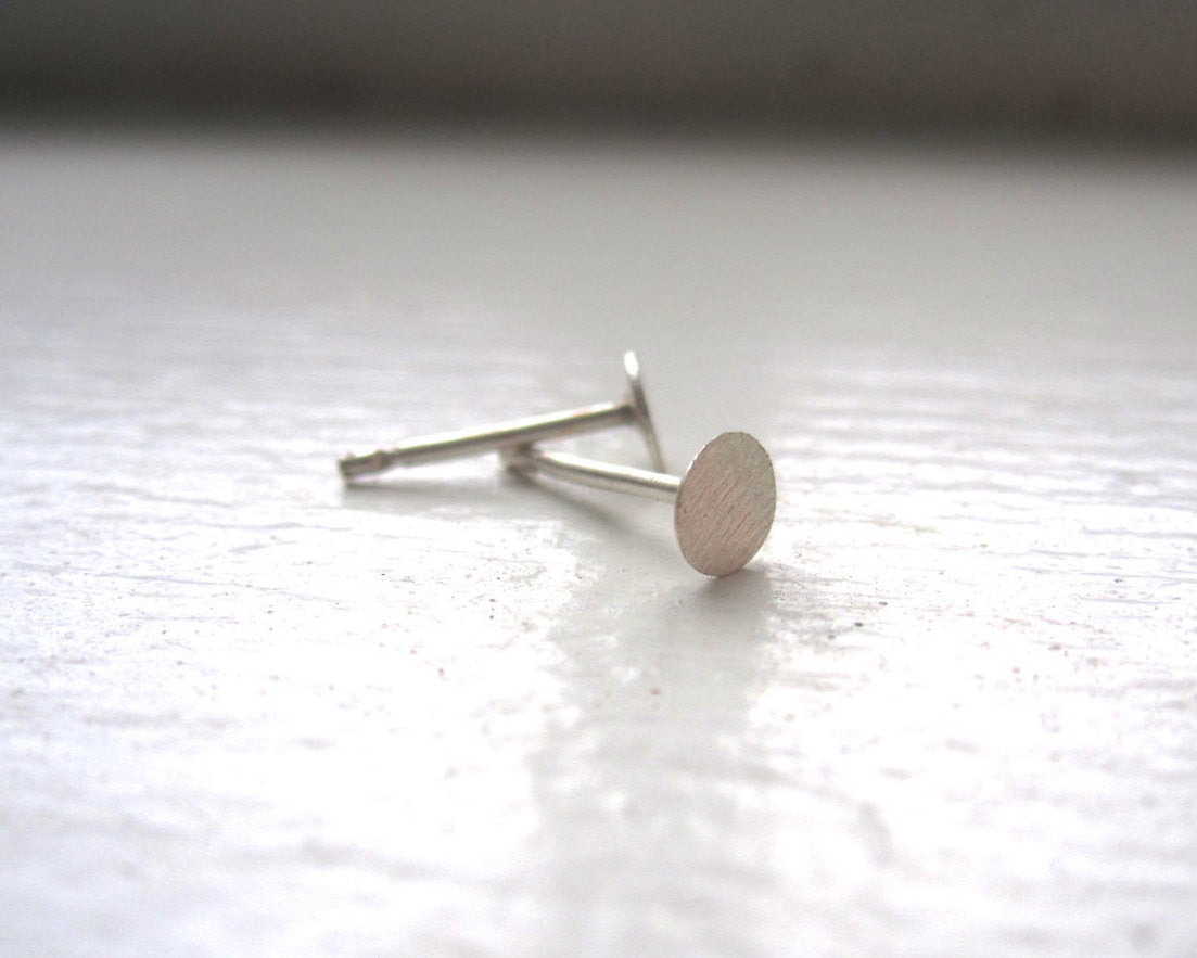 Stylish and Understated - Circular Flat Sterling Silver or Brass Stud Earrings - 0123 - Virginia Wynne Designs