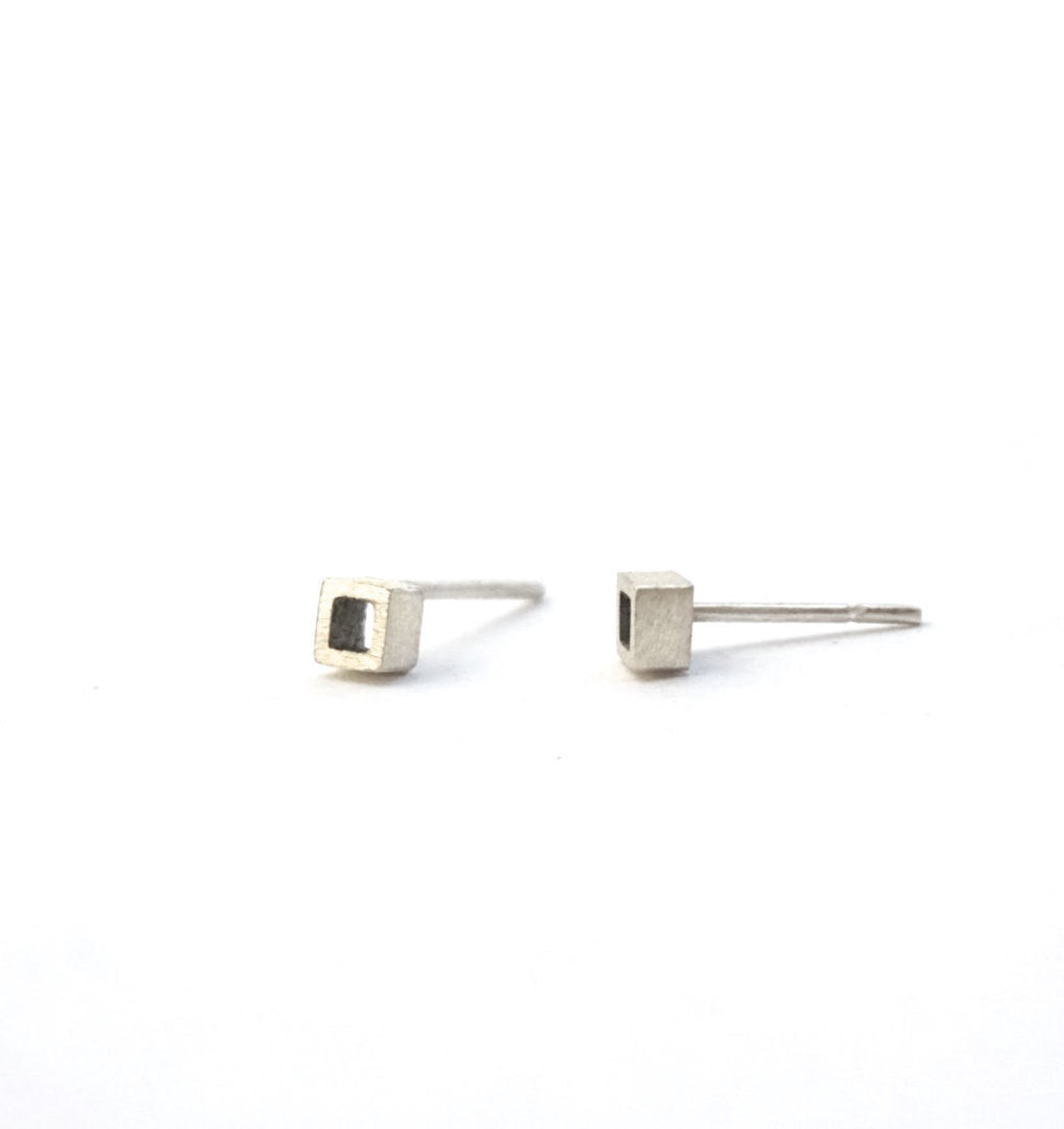 Contemporary Hand-Crafted Open Square Stud Earrings - 0160 - Virginia Wynne Designs