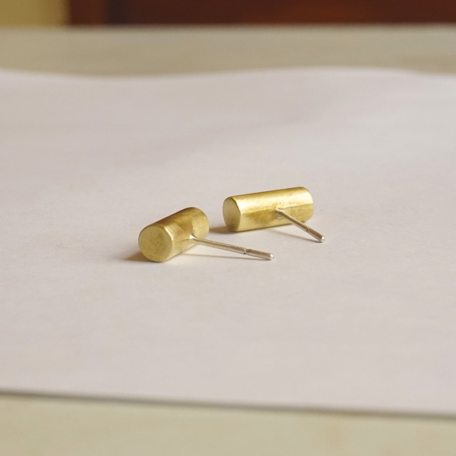 A Contemporary Classic - Hand-Made Solid Round Bar Stud Earrings - 0163 - Virginia Wynne Designs