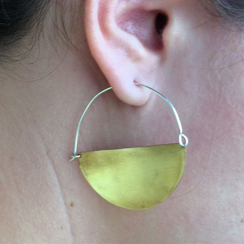 Hand-Made and Stylish - Half-Circle Crecent Hoop Earring - 0081 - Virginia Wynne Designs