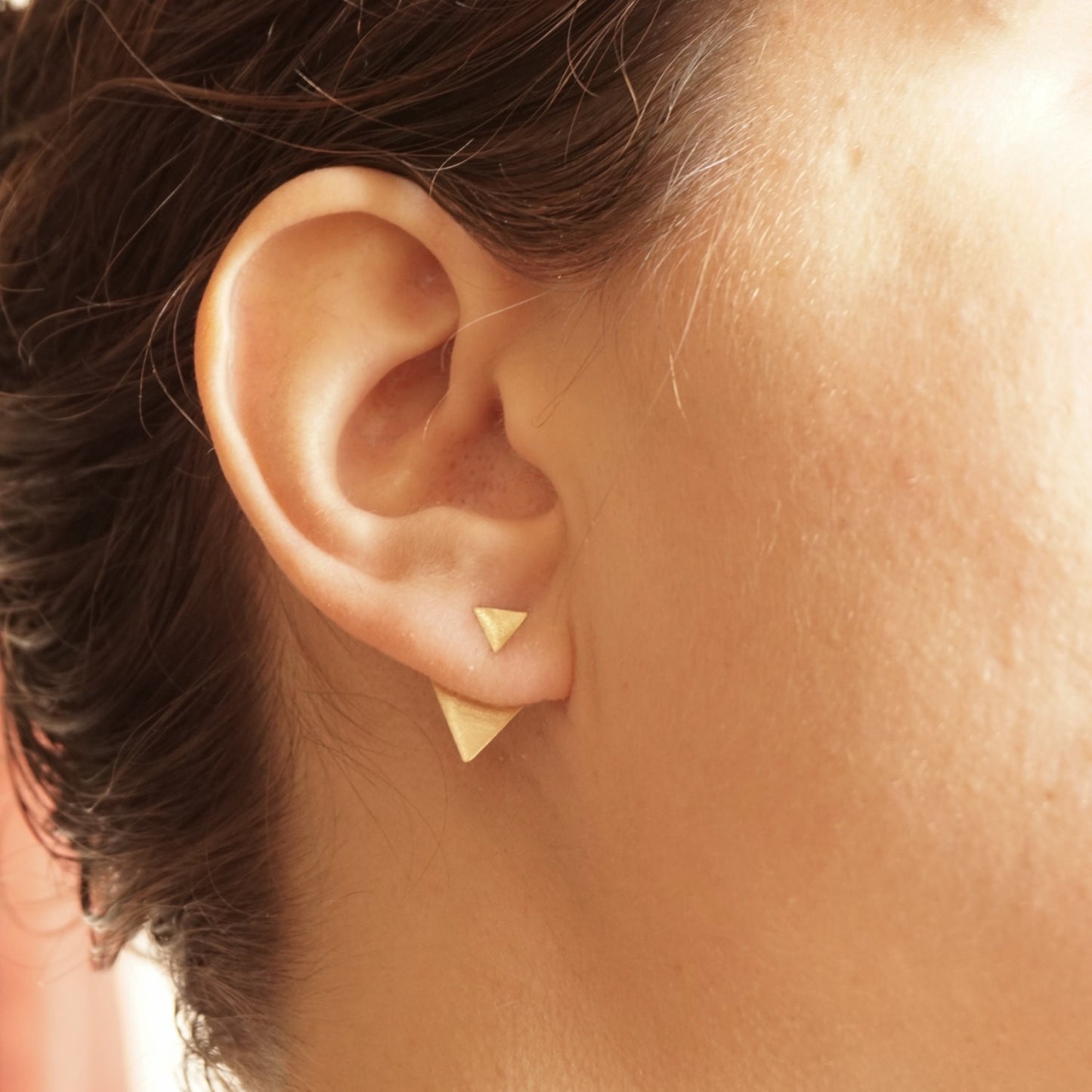 Minimalist Perfection Triangle Shaped Ear Jacket Earrings - 0191 - Virginia Wynne Designs