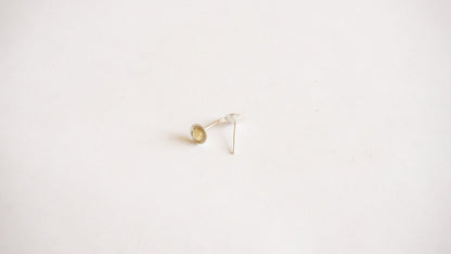 Stylish Hand-Made Silver Stud Earrings with a Solid Mini Brass Button in the Center - 0196 - Virginia Wynne Designs