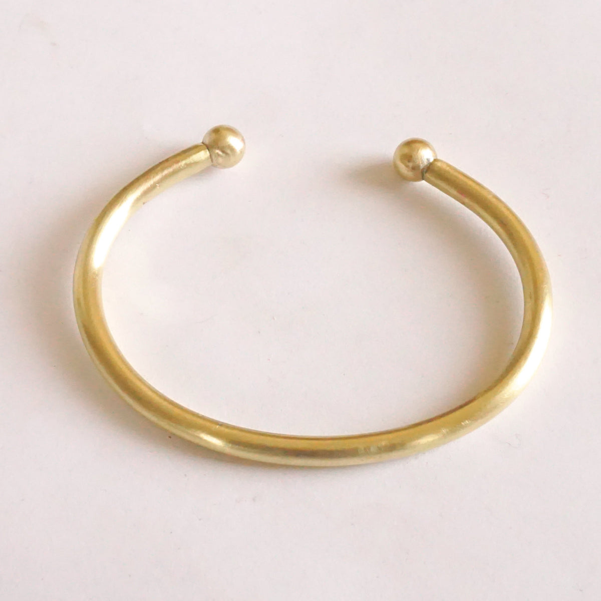 Classic Hand-Made Gold Colored Brass or Sterling Silver Torque Bracelet w/ Solid Ball Ends - 0198 - Virginia Wynne Designs