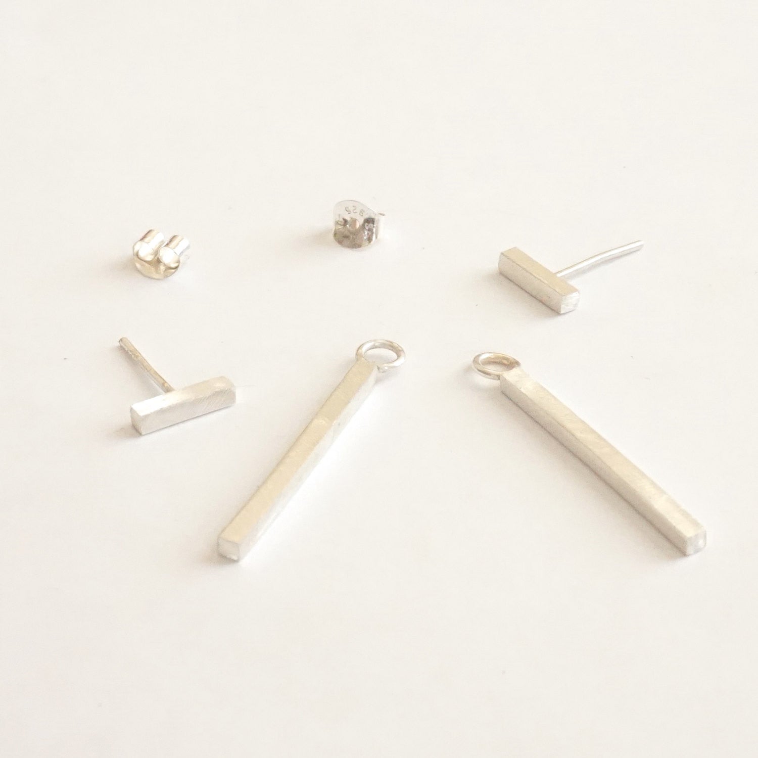 Hand-Made, Elegant Minimalist Ear Jacket in Brass, Sterling Silver or Silver Oxidized - 0202 - Virginia Wynne Designs