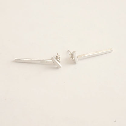 Hand-Made, Elegant Minimalist Ear Jacket in Brass, Sterling Silver or Silver Oxidized - 0202 - Virginia Wynne Designs