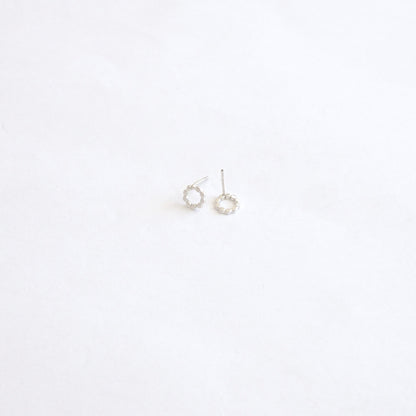 Uncluttered Yet Classy - Hand-Made Sterling Silver Beaded Open Circle Earrings  - 0222 - Virginia Wynne Designs