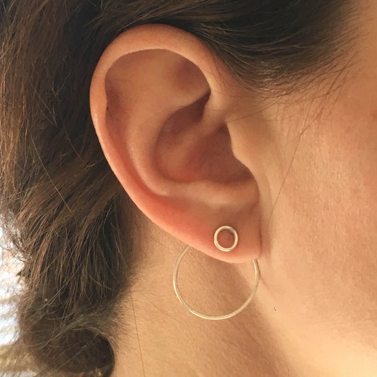 Elegant Distinctive and Modern Small Open Circle Ear Jacket Stud Earring Set - 0206 - Virginia Wynne Designs