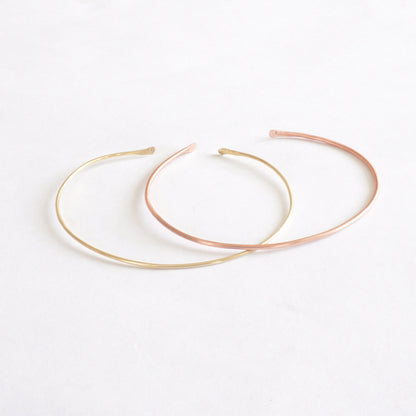 Distinctively Designed Hand-Made Thin Hammered Open Stacking Cuff Bracelet With Tapered Ends - 0178 - Virginia Wynne Designs
