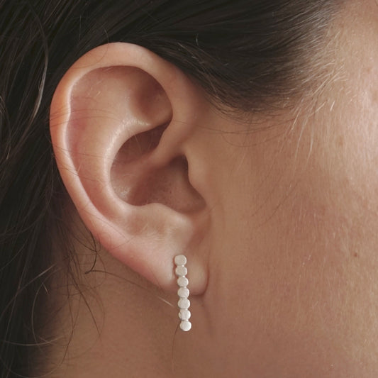 Long Circle Minimalistic Hand-Made Silver Bar Stud Earrings - 0216 - Virginia Wynne Designs