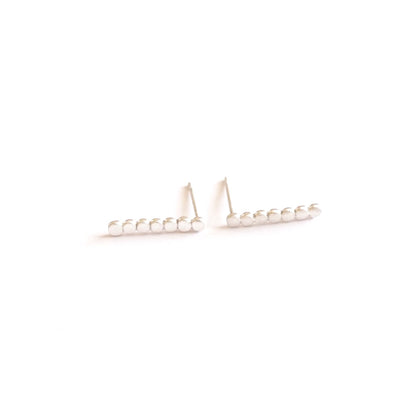 Long Circle Minimalistic Hand-Made Silver Bar Stud Earrings - 0216 - Virginia Wynne Designs