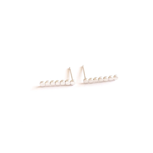 Long Circle Minimalistic Hand-Made Silver Bar Stud Earrings - 0216 - Virginia Wynne Designs