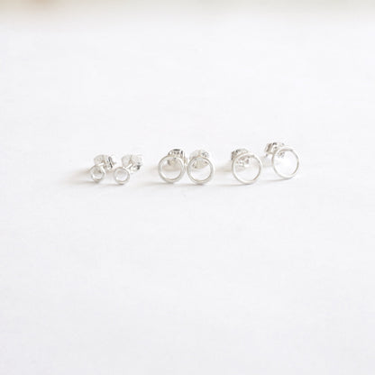 Classic and Stylish, Hand-Crafted Set of Three Small Open Circle Stud Earrings - 0208 - Virginia Wynne Designs
